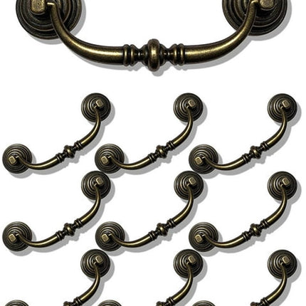 10 Pieces 4.25 Inch Center Hole Shabby Chic Drawer Pulls - Antique Bronze Kitchen Cabinet Pulls with Buckles (108mm/Antique Bronze).