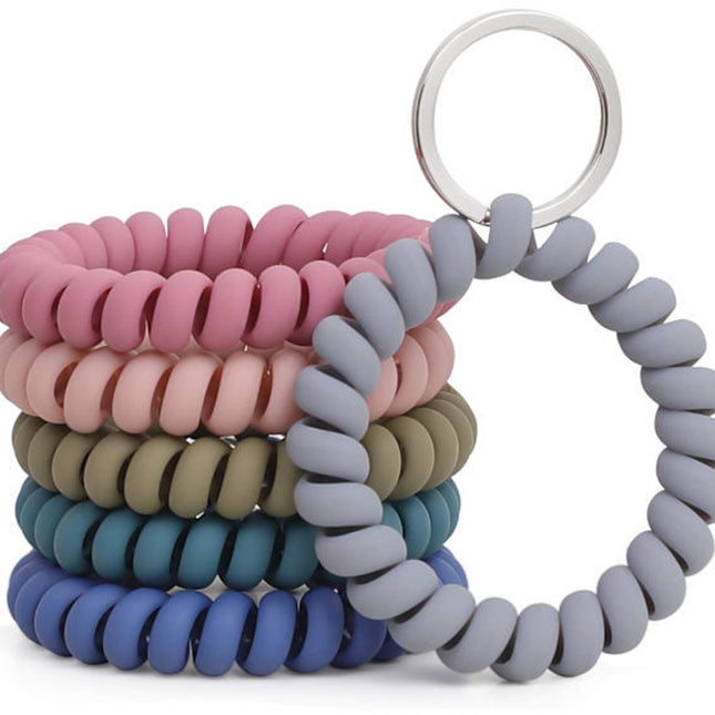 Elastic Bracelet Keychain - Flexible Spiral Bracelet Keychain - For Sauna, Gym, Swimming Pool, ID Card & Outdoor Sports 6-Pack