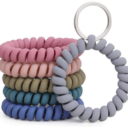 Elastic Bracelet Keychain - Flexible Spiral Bracelet Keychain - For Sauna, Gym, Swimming Pool, ID Card & Outdoor Sports 6-Pack.