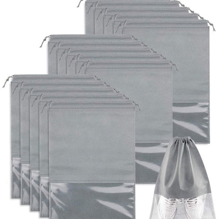 Shoe Travel Bags - Non-Woven Dust Bags - Medium to Large - Portable Drawstring - Space-Saving Shoe Storage Bags Organizer - Pack of 15.