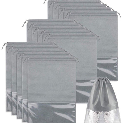 Shoe Travel Bags - Non-Woven Dust Bags - Medium to Large - Portable Drawstring - Space-Saving Shoe Storage Bags Organizer - Pack of 15.