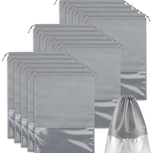 Shoe Travel Bags - Non-Woven Dust Bags - Medium to Large - Portable Drawstring - Space-Saving Shoe Storage Bags Organizer - Pack of 15.