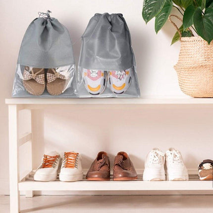 Shoe Travel Bags - Non-Woven Dust Bags - Medium to Large - Portable Drawstring - Space-Saving Shoe Storage Bags Organizer - Pack of 15.