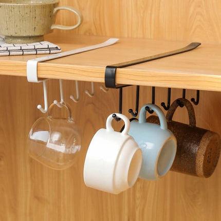 Storage Hooks - Shelf Hanger - White - with 6 hooks.