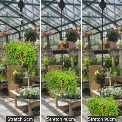 Plant Hooks - Retractable Plant Hanger - Easy-Access Hanging Flower Baskets - For Garden Baskets, Pots, and Feeders - Pack of 6.