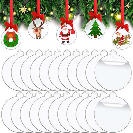 Ornaments - 20 pieces - Christmas tree decorations - Christmas tree decorations - Blank round pieces for Christmas tree decorations and craft projects.