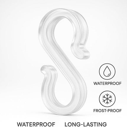 Hooks - Groove Hooks - 50 pieces - 3.5 cm - Transparent - Reusable plastic - Mini S-shaped design - Groove clips for outdoor lighting - Holds Christmas decorations securely.