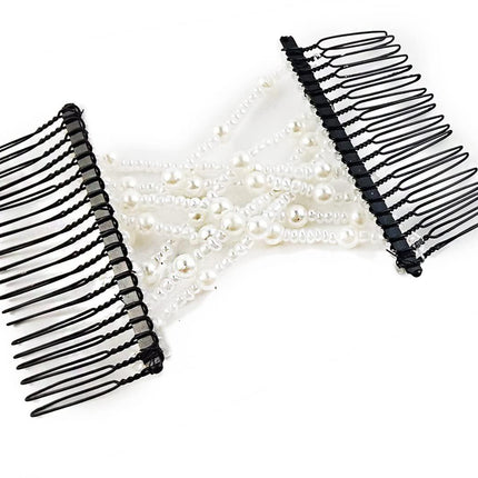 6-Pack Pearl Hair Combs - Elastic Magic Hairpins - Hair Clamps - Hair Clip - Black & White - For All Hair Types.