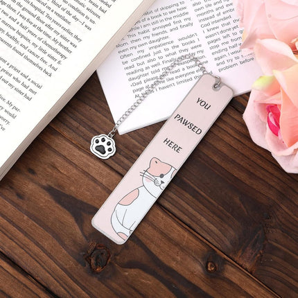 Bookmarks - Set of 2 - Cat Bookmarks - Gifts for Cat Lovers - Cute Bookmarks - Bookmark Gifts for Book Lovers - Reading Bookmarks - Gifts for Boys, Girls, Kids & Friends - Stainless Steel (Style B).