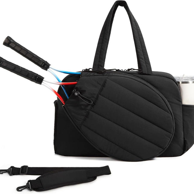 Tennis Bag - Tennis Backpack - 42L with Shoe Compartment - Sports Bag - Waterproof Racket Bag - Protective Racket Compartment - Portable as a Shoulder Bag - Black