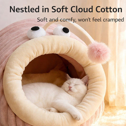 Cat Bed - Cave Cat Basket - Calming and Anxiety Relieving - Lantern Fish Shape - Pink（M：55*40*31cm）.