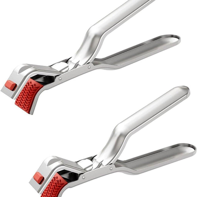 Barbecue Tongs - Anti-Scorch Clamps - Pack of 2 - Stainless Steel Anti-Scorch Clamps - Use to remove hot plates, bowls, pizza pans, etc. with food from microwaves and air fryers..