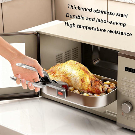 Barbecue Tongs - Anti-Scorch Clamps - Pack of 2 - Stainless Steel Anti-Scorch Clamps - Use to remove hot plates, bowls, pizza pans, etc. with food from microwaves and air fryers..