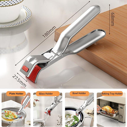 Barbecue Tongs - Anti-Scorch Clamps - Pack of 2 - Stainless Steel Anti-Scorch Clamps - Use to remove hot plates, bowls, pizza pans, etc. with food from microwaves and air fryers..