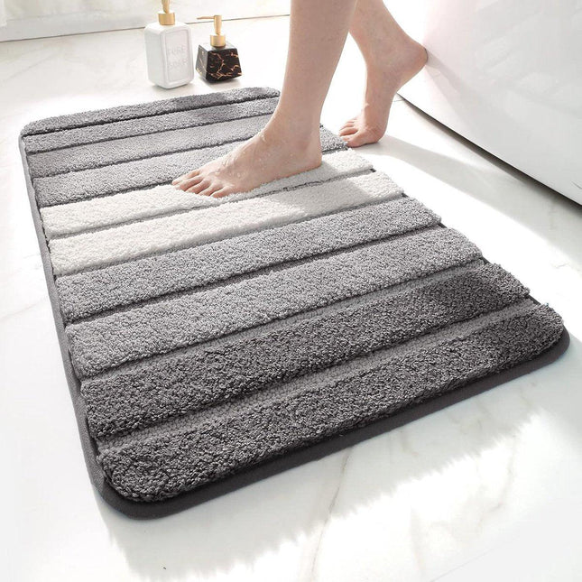 Living room carpet - Bathroom carpet - Non-slip bath mat - 40 x 60 cm - Absorbent underlay - Machine-washable carpet with soft water microfiber - Suitable for bathtubs, showers, Gray.