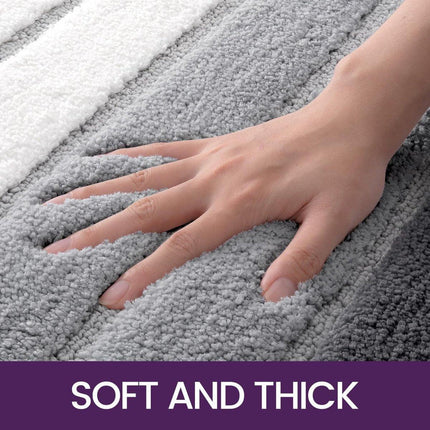 Living room carpet - Bathroom carpet - Non-slip bath mat - 40 x 60 cm - Absorbent underlay - Machine-washable carpet with soft water microfiber - Suitable for bathtubs, showers, Gray.