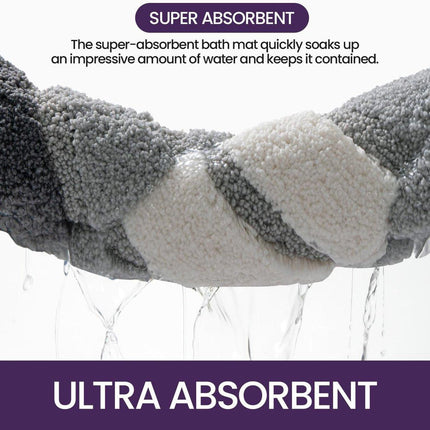 Living room carpet - Bathroom carpet - Non-slip bath mat - 40 x 60 cm - Absorbent underlay - Machine-washable carpet with soft water microfiber - Suitable for bathtubs, showers, Gray.