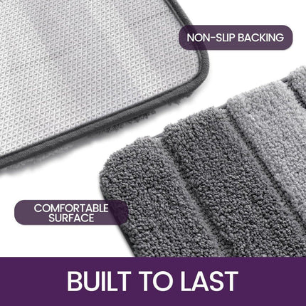 Living room carpet - Bathroom carpet - Non-slip bath mat - 40 x 60 cm - Absorbent underlay - Machine-washable carpet with soft water microfiber - Suitable for bathtubs, showers, Gray.