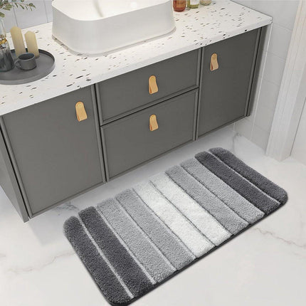 Living room carpet - Bathroom carpet - Non-slip bath mat - 40 x 60 cm - Absorbent underlay - Machine-washable carpet with soft water microfiber - Suitable for bathtubs, showers, Gray.