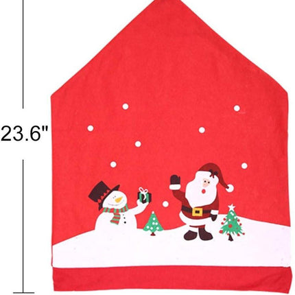 Chair Covers (4 Pieces) - Dining Chair Cover - Sofa Cover - Chair Covers - Christmas Chair Covers - Santa Claus and Snowman Red Hat Christmas Chair Back Cover Set - Perfect for Christmas Holiday Dining Table and Chair Decorations - Home Kitchen Party Deco.
