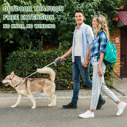 Dog Leash - Retractable Dog Leash - Strong Nylon Rope - 16 Feet (4.9 Meters) - One-Hand Brake, Stop, and Lock - Suitable for Medium and Large Dogs up to 105 lbs (49.9 kg) - Suitable for Walking and Training (White).