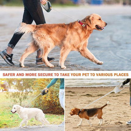 Dog Leash - Retractable Dog Leash - Strong Nylon Rope - 16 Feet (4.9 Meters) - One-Hand Brake, Stop, and Lock - Suitable for Medium and Large Dogs up to 105 lbs (49.9 kg) - Suitable for Walking and Training (White).
