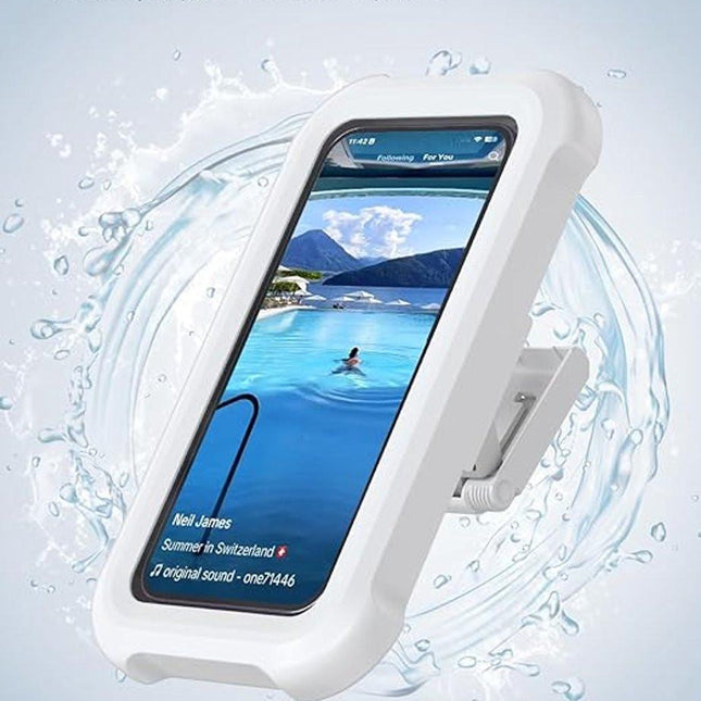 1-Piece Shower Phone Holder - Waterproof - 360° Rotatable, Retractable & Adjustable Phone Case - Bathroom Wall Mount - Waterproof & Anti-Fog Phone Case - Suitable for 4-7 Inch Phones (White).