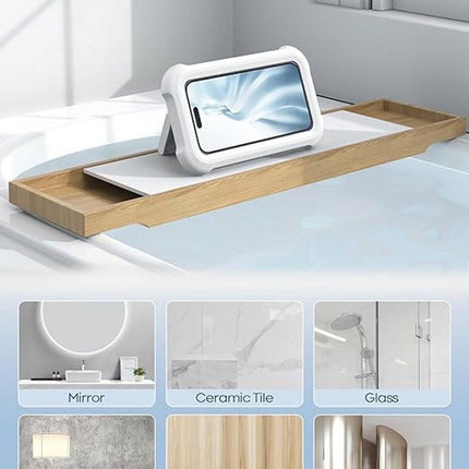 1-Piece Shower Phone Holder - Waterproof - 360° Rotatable, Retractable & Adjustable Phone Case - Bathroom Wall Mount - Waterproof & Anti-Fog Phone Case - Suitable for 4-7 Inch Phones (White).