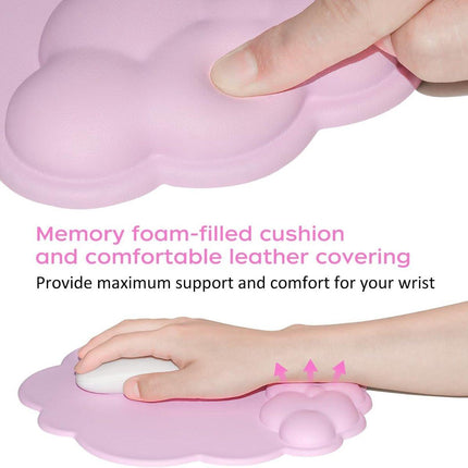 Mouse Pad - Mouse Pad with Wrist Rest - Ergonomic Mouse Pad - Mouse Pad with Leather Surface, Suitable for Computers, Laptops, Office, Home and Travel, with Non-Slip Bottom - Pink.