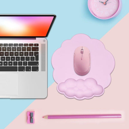 Mouse Pad - Mouse Pad with Wrist Rest - Ergonomic Mouse Pad - Mouse Pad with Leather Surface, Suitable for Computers, Laptops, Office, Home and Travel, with Non-Slip Bottom - Pink.