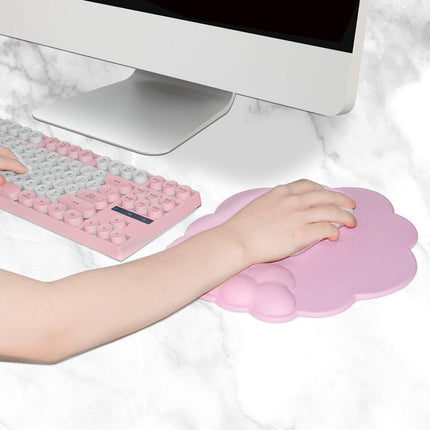 Mouse Pad - Mouse Pad with Wrist Rest - Ergonomic Mouse Pad - Mouse Pad with Leather Surface, Suitable for Computers, Laptops, Office, Home and Travel, with Non-Slip Bottom - Pink.