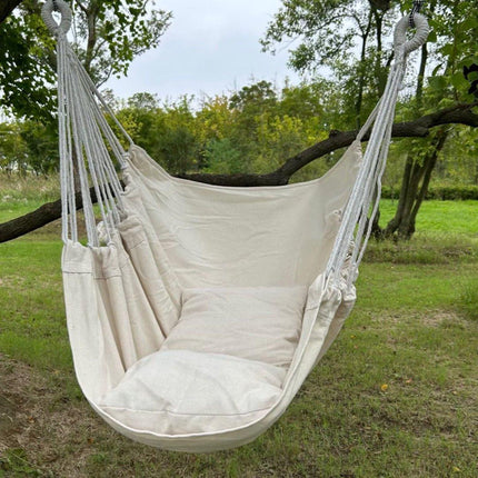 Hanging Chair - Portable Hammock - Comfortable Patio Chair - Suitable for Indoor and Outdoor Use - Maximum Load Capacity 100kg（White, without cushion）.