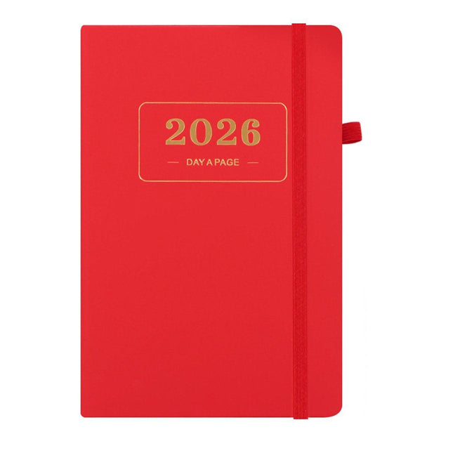 2026 Daily Planner – 2026 Adult Agenda – 1 Day on 1 Page – 365 Day Planner & Notebook – 14.0*20.8cm – Red.