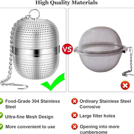 Tea strainer made of stainless steel - Tea filter - Tea strainer made of stainless steel 304 - with chain - Suitable for teacups / teapots / kettles.
