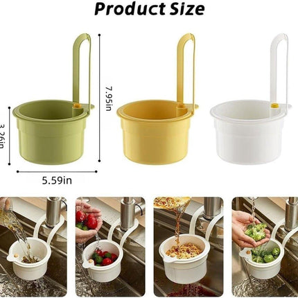 Kitchen drain strainer for the faucet - Multifunctional drain strainer for food waste - Tiltable with push mechanism - White.