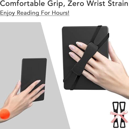 2-Pack Hand Rests for E-Readers & Tablets - Non-Slip & Comfortable to Hold - Suitable for 4.7-8 Inch Screens - Black + Black.
