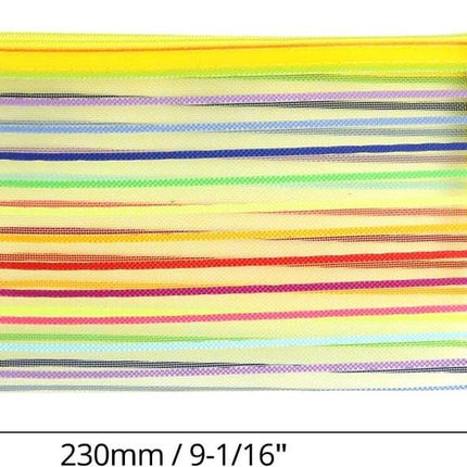Storage Bags - Set of 6 - Pencil Case - 6 different colored mesh pockets with zipper - Nylon pencil case - 23x12 cm.