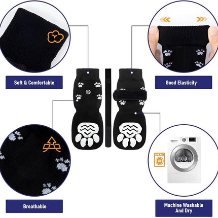 Dog Shoes - Dog Shoe Paw Pads - Non-slip Dog Socks 4-Piece Set - Dog Socks with Adjustable Shoulder Straps - Cotton Dog Socks Suitable for Small and Large Dogs - Waterproof - Non-slip - Dog Shoes (L).