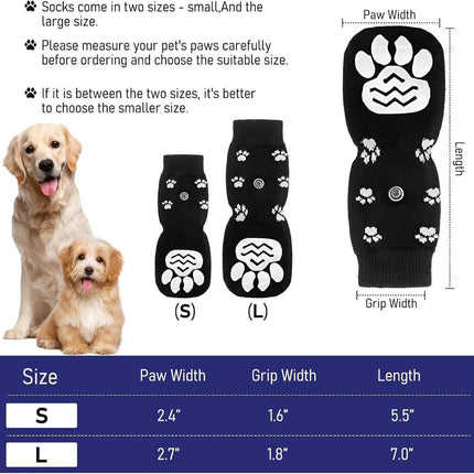 Dog Shoes - Dog Shoe Paw Pads - Non-slip Dog Socks 4-Piece Set - Dog Socks with Adjustable Shoulder Straps - Cotton Dog Socks Suitable for Small and Large Dogs - Waterproof - Non-slip - Dog Shoes (L).