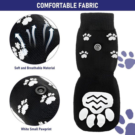 Dog Shoes - Dog Shoe Paw Pads - Non-slip Dog Socks 4-Piece Set - Dog Socks with Adjustable Shoulder Straps - Cotton Dog Socks Suitable for Small and Large Dogs - Waterproof - Non-slip - Dog Shoes (L).
