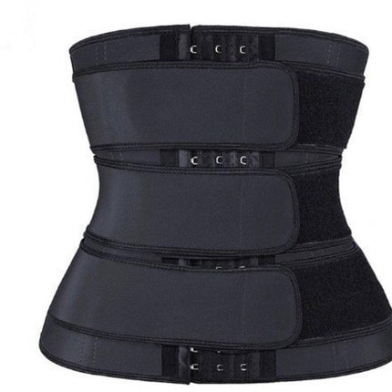 Women Sweat Reducer Training Belt - Sweatband - Waist Trainer - Slimming Belly Band - 3-Row Closure & Breathable Material - Extended Sizes (S to 6XL) - Black, 6XL.