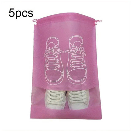 Shoe Bags - Pack of 5 - Shoe Bag - Travel and Storage Bag - Water-Repellent - Travel Organizer - Pink (36*26.5 cm).