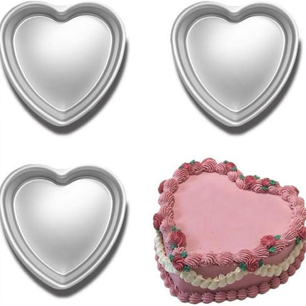 Heart-shaped baking tins - Aluminum baking tins - Valentine's Day, weddings, birthdays, etc. (Set of 3 heart-shaped baking tins, 20 x 5 cm).