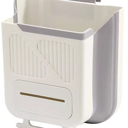 Waste Bin - Hanging Waste Bin - Foldable Waste Bin - Capacity: 7 Liters - Space-Saving Design - Suitable for Kitchens, Cabinet Doors, Bathrooms, Campers, Cars and Camping (Gray).