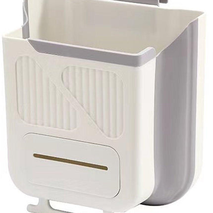 Waste Bin - Hanging Waste Bin - Foldable Waste Bin - Capacity: 7 Liters - Space-Saving Design - Suitable for Kitchens, Cabinet Doors, Bathrooms, Campers, Cars and Camping (Gray).