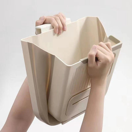 Waste Bin - Hanging Waste Bin - Foldable Waste Bin - Capacity: 7 Liters - Space-Saving Design - Suitable for Kitchens, Cabinet Doors, Bathrooms, Campers, Cars and Camping (Gray).