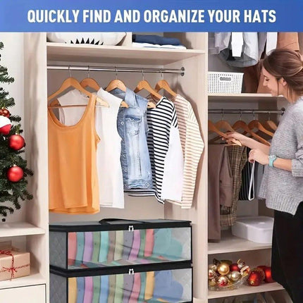 Cap Storage Bag | Set of 2 Storage Bag / Storage Sleeve - for baseball caps and other caps | Cap Organizer with 2 Handles for Closet | Moisture Protection - Gray.