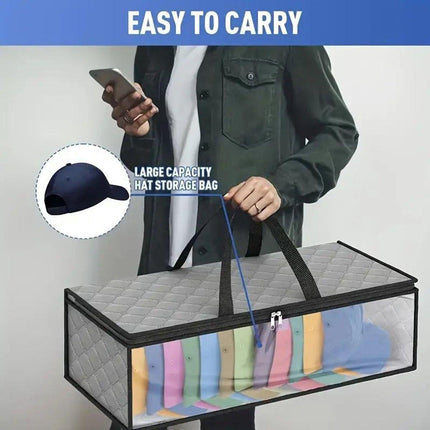 Cap Storage Bag | Set of 2 Storage Bag / Storage Sleeve - for baseball caps and other caps | Cap Organizer with 2 Handles for Closet | Moisture Protection - Gray.