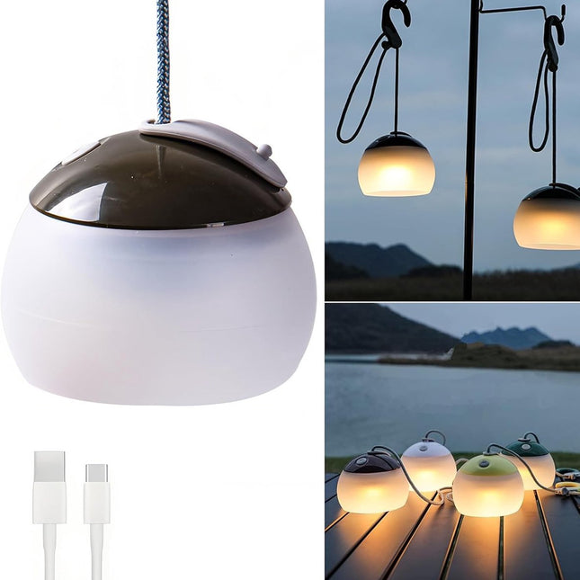Night Light - Outdoor Camping Lamp - Atmospheric Decorative Lighting - Round Camping Lamp - 3 Brightness Levels - Hook Mount - Suitable for emergencies, tents, fishing, and other occasions. (Green).
