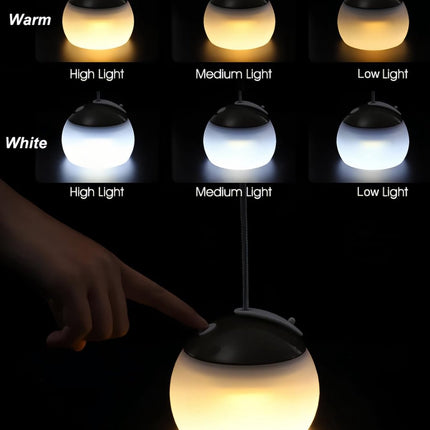 Night Light - Outdoor Camping Lamp - Atmospheric Decorative Lighting - Round Camping Lamp - 3 Brightness Levels - Hook Mount - Suitable for emergencies, tents, fishing, and other occasions. (Green).